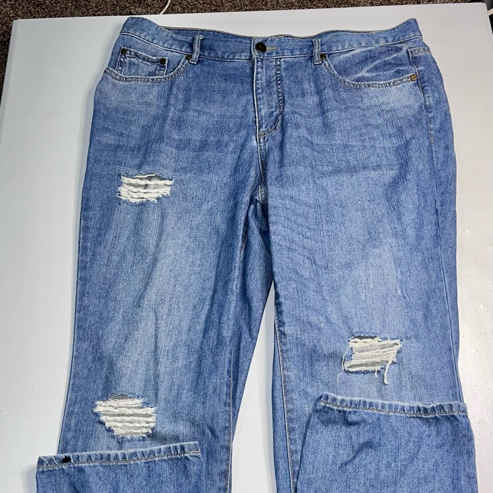 Rachel Hollis Distressed Blue Denim Jeans